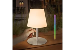 FUYO Lampe de table sans fil exterieur rechargeable dimmable RGB lampe de chevet portative 8 couleurs lampe de table étanche IP44 pour Jardin Salon Terrasse Intérieure exterieur décoration