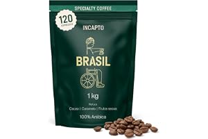 Incapto Café en Grano de Especialidad 1kg | Origen Brasil | 100% Arábica | Specialty Coffee 84 puntos SCA | Tueste Natural y Artesanal | Finca Minas Gerais, Fazendas