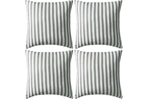 vidaXL 4X Cuscini da Esterno Guanciali Decorativi da Giardino Robusti Resistenti Sedie Divani con Cerniera in Poliestere Stampa a Righe 45x45 cm Grigi