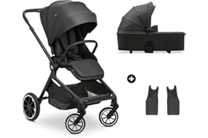 hauck Move N Care Set Carrito Bebe 2 en 1 - Carro con Capazo Grande desde el Nacimiento hasta 22 kg, Silla de Paseo Ligera Reversible y Reclinable, Suspensión, Protección UV 50+, Cesta XL - Negro