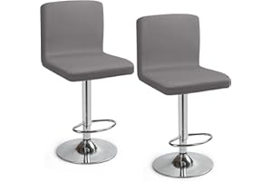 EOZAKAVOD Housses de Chaise de Bar Extensible,Lot de 2 Housse de Chaise de Salle à Manger de Bar Universel Housse de Tabouret de Bar avec Dossier Housse Chaise de Bar pour Pub Cuisine Café(Gris, Lot de 2)