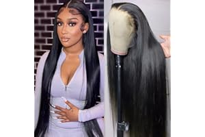 Straight 13x6 Lace Front Perruques 180% Densité 30 Pouces MSGEM Cheveux Raides Brésiliens Transparent Lace Front Perruques Pour Femmes Noires Pré Cueillies Avec Des Cheveux De Bébé Couleur Naturelle
