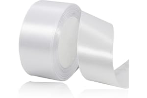 IMSOLDECOR White Ribbon 40mm x 23 Meters, Satin Fabric Ribbons for Gift Wrapping, DIY Crafts, Hair Bows, Florist Bouquets, Balloons, Sewing Projects, Christmas, Wedding Party and Birthday Cake Decorations