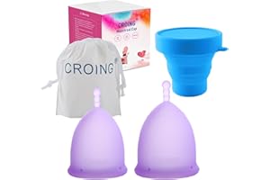 CROING 𝗖𝗼𝗽𝗽𝗲𝘁𝘁𝗮 𝗠𝗲𝘀𝘁𝗿𝘂𝗮𝗹𝗲 Coppetta Mestruale 2 Pezzi (Viola)