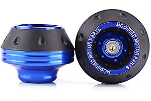 MOONYEU Fourche Cadre Sliders CNC Aluminium Roue Avant Moto Protection Contre Les Chutes Scooter Cyclomoteur Fourche Universel Protection Contre Les Chutes Protecteurs Cadre Slider Fibre De Carbone (Bleu)