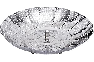 RIXOTIX Inserto per vapore, inserto per vapore, diametro aperto, 27 cm, in acciaio inox, filtro per pentole e pentole a pressione, inserto a vapore pieghevole