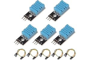 ALMOCN 5PCS DHT11 Temperature Humidity Sensor Module 3.3V-5V Humidity Measure Range 20%-95% Temperature Measure Range 0-50℃ Celsius with Dupont Wires for Arduino Raspberry Pi 2 3 4B