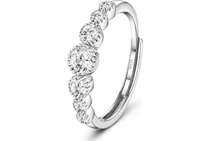 JeweBella 925 Sterling Silver Adjustable Rings for Women Thumb Rings for Women Cubic Zirconia Ring Engagement Ring Wedding Promise Ring Silver Rings for Women Anniversary Jewellery Gifts