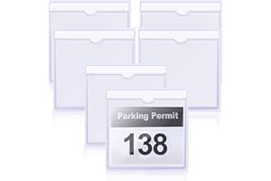 DEVENIRRICHE 6 PCS Parking Permit Holder, Self Adhesive Square Permit Holders Windscreen Card Holder Clear Ticket and Note Holders for Car, Van, Caravan Windscreen, Photos Passports Business Cards(10.5x10.5cm)