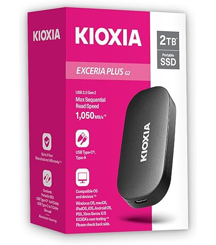 KIOXIA EXCERIA PLUS NVMe SSD 1TB (２枚) KIOXIA 1TB EXCERIA PLUS USB 3.2 Gen2 1050/1000 MB/sn External SSD