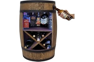 ‎WEECO Holzfass mit Flaschenöffner und Weinregal. Fassbar 80cm - Rustikale deko Barschrank - Hausbar RGB Weinrefal, Fassbier, Whisky Bar. Geschenk für Männer (Dunkelbraun/wenge)