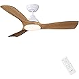 CJOY Ceiling Fans with Lights and Remote, 42 inch Ceiling Fan with 3 Blade, Quiet Reversible DC, Dimmable 3 CCT LED Memory, Sleep Mode, 6 Speeds for Patio, Living Room, Bedroom, Kitchen, Woodgrain