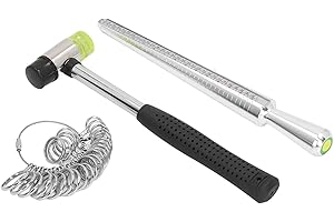 YWBL-WH Ring Sizer Narzędzie Pomiarowe Stalowy Ring Finger Sizer z Młotkiem do Wyrobu Biżuterii