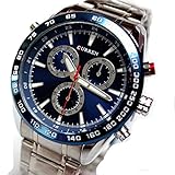 Herrenuhr Business Casual Uhr Grand Dial Fake 3 Eyes Nicht-Mechanische Uhr (Color : 1)