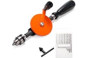 Cididu Manual Hand Drill 1/4-Inch Capacity, Speedy Hand Drill Set with 10 Pcs Drill Bits, Small Handheld Drills with Precision Drill Chucks for Wood, Plastic, Model Making and DIY Drilling