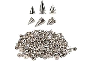 Anyasen Borchie in Metallo Ferro Conico Rivet Punk Vite Conica Forma di Proiettile Rivetti Punta con Rivetto, per Cinture Borse Vestiti Argento 150 Pezzi