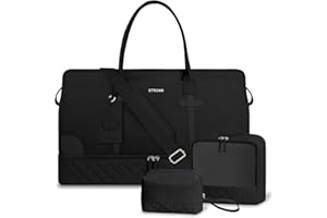 ETRONIK Weekender Reisetasche Damen, Große Reisetasche mit Schuhfach & Nass-Tasche, Weekender Bag Damen Tragetasche Sporttasche mit Kulturtasche, Tasche für Krankenhaus 4er Set, schwarz