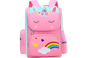 MOOKLIN ROAM Unicorno Zaino Scuola per Bambini, Zainetto per Ragazze, Animale Scuola Borsa, Leggero Elementare Zaino Borsa Viaggio Grande Capacità Impermeabile per Ragazze Ragazzo
