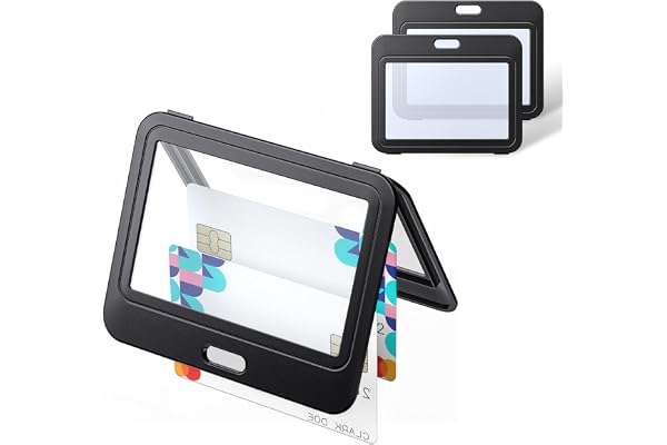 Uniclife Porte Badge avec Fêtres Double Face Étui Horizontal en Plastique dur Pochette de Protection de Carte Noire pour Cartes d'École d'Étudiant de Bureau de Crédit et d'Identité, 3 paquets