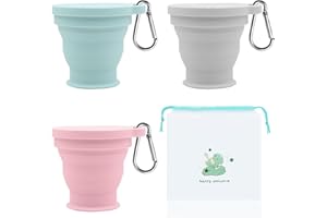VEGCOO 3 Pcs Tasse Pliable, Gobelet Pliable à Motif de Griffe de Chat Tasse Pliable de Voyage en Silicone avec 1 Sac de Rangement pour Pique-nique Camping Voyage Randonnée