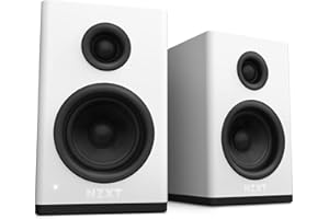 NZXT Relay PC Gaming Desktop Speakers - AP-SPKW2-UK - Bookshelf-Style Design - 80 Watts - High Dynamic Range - Silk Dome Tweeters - Glass Fiber Woofers MDF Construction - White