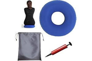 PFLYPF 1 cojín inflable, 1 bomba de aire, 1 bolsa de almacenamiento, cojín de rosquilla, se puede utilizar en dormitorio, oficina, coche (azul)