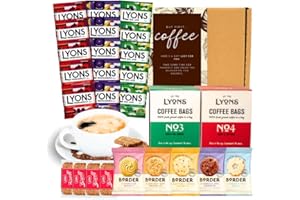 GIFT HARBOUR Coffee Gift Set Biscuit Hamper - Coffee Lovers Gift For Men, Coffee Gift, Lyon's Instant Coffee Selection with Assorted Shortbread, Border Biscuits and Caramel Lotus Biscoff Biscuits