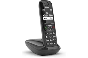 Gigaset AS690 Téléphone Portable sans Fil avec Mains Libres de Haute qualité, Clavier Lumineux et Grand écran, liste Noire, liste d'appels Faits, reçus et perdus, Noir