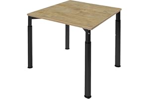 ‎BOHO OFFICE boho office® Konferenztisch, Schreibtisch, Tisch, Schwarz, in der Höhe einstellbar inkl. Tischplatte in 120 x 80 cm in Wildeiche Premium-Dekor