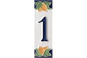 SCONOSCIUTO Piastrelle in ceramica italiana con design a limoni, con numeri e lettere, dimensioni delle piastrelle: 10 x 3,5 cm (numero 1)