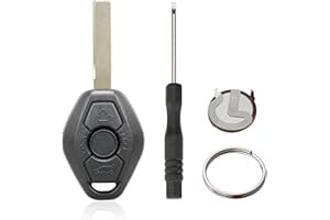 VAILIKEY 3 Tasten Schlüssel Fernbedienung Gehäuse für BMW 3er E46 X3 E83 X5 E53 5er E61 Z4 E85 E86 7er E32 (HU92 Rohling Mit Batterien)