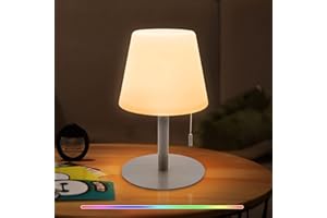 ‎UUFFOO Led Akku Outdoor Tischlampe,LED Modern Creative led tischleuchte kabellos mit dimmbaren 7 Farben,USB Aufladbar Kordellampe Farbwechsel Nachtlicht für Schlafzimmer,Gästezimmer oder Büro (Silber)