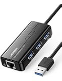 UGREEN Hub USB Réseau Adaptateur 3 Ports USB 3.0 RJ45 Gigabit Ethernet 1000 Mbps Compatible avec Xiaomi Mi Box S Mi Box 3 Supporte Mac OS Windows 10 8 7 Linux