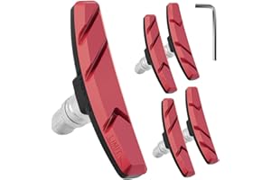 Adiwo Klocki hamulcowe do hamulców typu V-Brake, 4 sztuki, uniwersalne klocki hamulcowe, zestaw szczęk hamulcowych, szczęk hamulcowych do roweru, klocki hamulcowe ze śrubami z kluczem płaskim