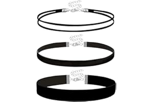 INSPUTOL Set di collane in velluto nero per donne e ragazze, collane elastiche regolabili con vestibilità comoda per cosplay, Halloween, feste, balli
