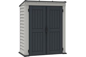 Duramax - caseta cobertizo jardín - YARDMATE PENT PLUS 5x3 - Resina PVC - color gris claro y oscuro - 1.7 x 2.0 x 0.9 metros - incluye suelo