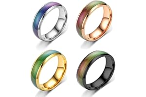 VINXAN Lot de 4 anneaux thermothérapeutiques pour lymphatique, drainage lymphatique, anneaux magnétiques thérapeutiques en pierre thermochromique, bague à changement de couleur d'humeur, anneau magnétique de