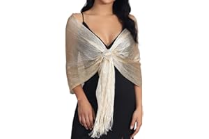 Aukmla Chales metálicos brillantes con hebilla para mujer, chal de noche para novia, dama de honor, bodas, fiestas de noche, vestidos formales