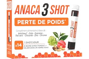 Anaca 3 - Shot Perte De Poids - Complément Alimentaire - Favorise La Perte De Poids(1) - Artichaut, Guarana, Plantes & Minéraux - Programme Minceur 14 Jours - 1 Shot/Jour - Fabriqué En France - 350Ml