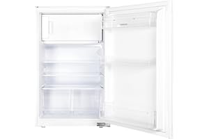 respekta Einbaukühlschrank mit Gefrierfach 88 cm / 116 L Nutzinhalt/Wechselbarer Türanschlag/Automatische Abschaltung des Kühlteils/Kühl-Gefrierkombination ‎KS88.4-11 / Max. 39 dB/in weiß