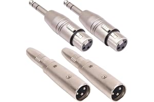 Xiatiaosann 6,35 mm TRS-auf XLR Adapter, XLR weiblich auf 6,35 mm Klinke TRS männlich Stereo Stecker & XLR männlich auf 6,35 mm Klinke TRS weiblich Stereo Stecker für Mischpulte usw. (4er-Pack)