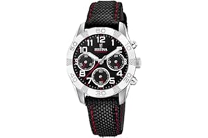 Festina Chłopcy chronograf kwarcowy zegarek z paskiem z materiału F20346/3, czarny, Bransoletka