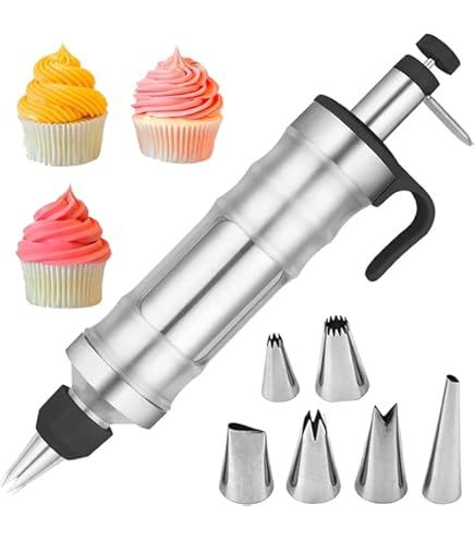 Kit Professionnel De Décoration De Gâteaux – Seringue En Inox Avec 6 Buses Et 3 Grattoirs – Idéal Pour Cupcakes, Pâtisseries, Desserts