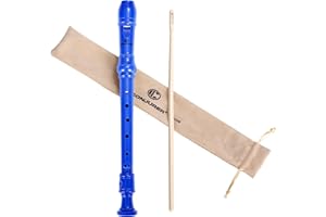 CONJURER Flauta soprano para niños y estudiantes, flauta alemana de 8 agujeros, flauta descendiente ABS, para principiantes, con varilla de limpieza y bolsa, azul oscuro