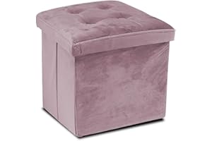 GREAT TOOL GreaTool Taburete Plegable, Pack 2 Unidades, Reposapiés Cuadrado, Puff Almacenaje Cuadrado con Tapa, 38 X 38 X 38CM Rosa Vintage (Pack 2, Rosa Vintage)