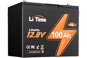 LiTime 12V 100Ah Lithium Leisure RV LiFePO4 Battery,BCI Group 24, Built-in 100A BMS, 4000+ Deep Cycles, 1.28kWh -Higher Energy Density, Perfect for RVs, Solar, Trolling Motor, Motorhome and Boats
