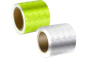 Xrkuu Yellow and White Reflective Tape, 2 Rolls 3M x 5CM Waterproof High Visibility, Reflector Warning Stickers High Vis for Bicycles, Road, Security Marking and Safety Reminder