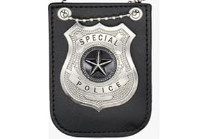 CHERRY-ON-TOP Police Badge Fancy Dress Pretend Play Policeman Police Woman Lanyard on Chain for Halloween SWAT FBI Dress Up