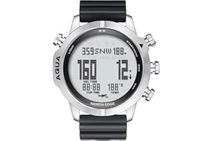 NORTH EDGE Aqua Montre d'ordinateur de plongée Professionnelle pour Homme Plongée sous-Marine 50M Montres de plongée avec Journal de plongée Altimètre Baromètre Boussole