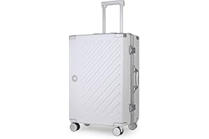 JLY 100% Polycarbonate Zipperless Luggage, Double TSA Locks Suitcase 24 inch Hardside 4 Spinner Wheels, Aluminium Alloy Handle, Flight Checked Travel Case.